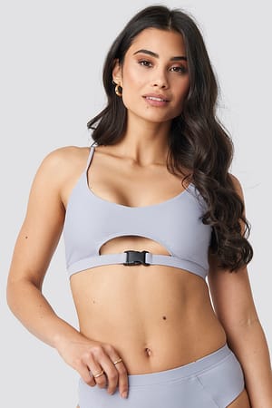Dusty Lilac Cut Out Buckle Bikini Top