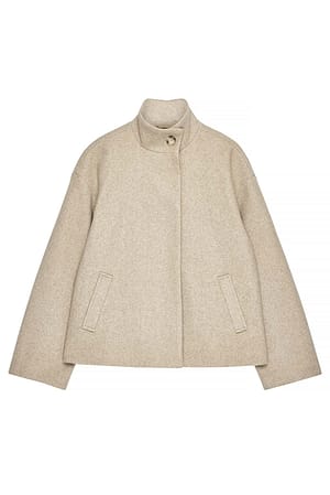 Beige Melange Kort kåpe med høy hals