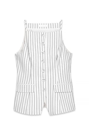 Cream/Black hochgeschlossenes Westen-Top