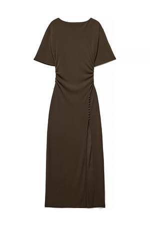 Dark Brown Klänning med hög slits