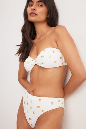 Orange Print Culotte de bikini taille haute