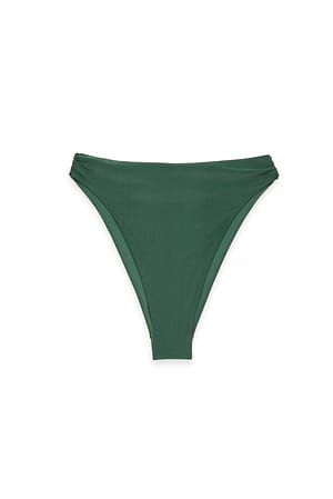Dark Green Braguita de bikini fruncida de talle alto