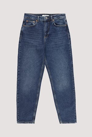 Dark Blue Mom-jeans med hög midja