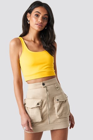 Beige Cargo Mini Skirt