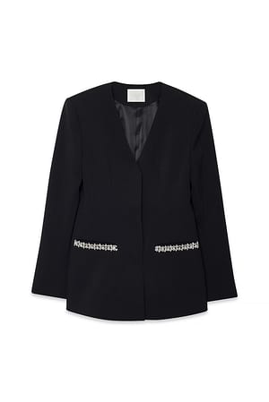 Black Blazer ajusté à embellissements