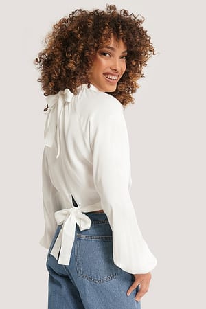 White Tie Back Blouse
