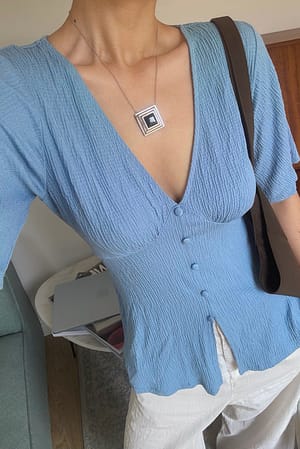 Blue Flowy Sleeve Top
