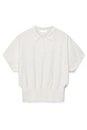 Offwhite Knitted Collar Short Sleeve Top