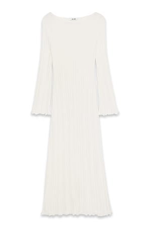 Offwhite Gebreide maxi-jurk met ronde hals en ruches