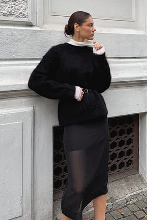 Black Oversize-Strickpullover aus Alpakamischung
