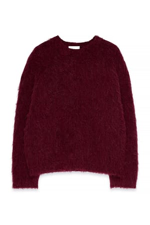 Burgundy Oversized strikket genser i alpakkablanding