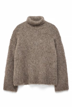 Nougat Stickad tröja i alpackamix med turtleneck