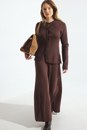Brown Maxifalda de punto asimétrica