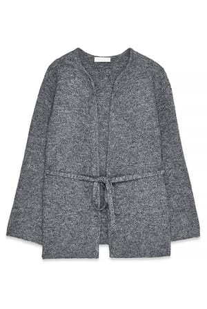 Mid Greymelange Strick-Cardigan mit Gürtel