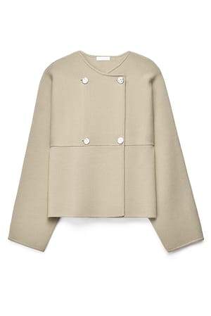 Beige Knitted Button Detail Cardigan