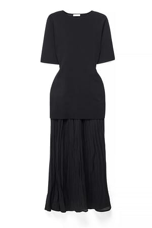 Black Maxikleid aus Strickmischung
