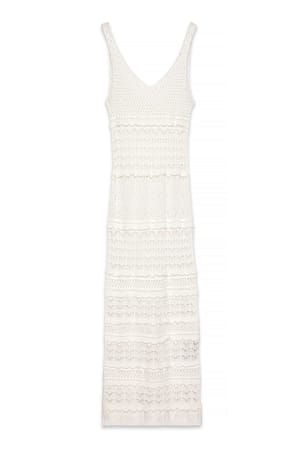 Offwhite Vestido maxi de punto y ganchillo