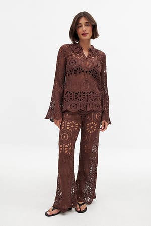 Brown Knitted Crochet Trousers