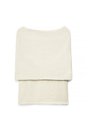 Beige Knitted Draped Lurex Top