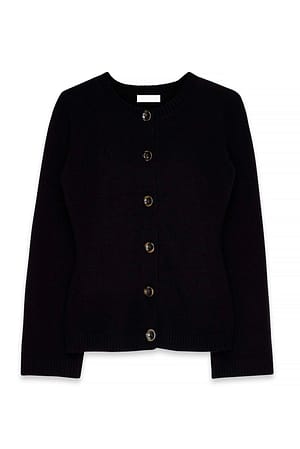 Black taillierter Strick-Cardigan