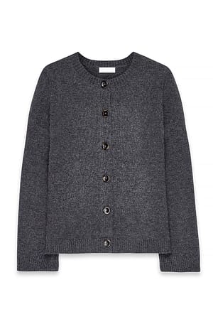 Dark Grey Melange taillierter Strick-Cardigan