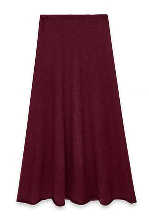 Burgundy Stickad luftig maxikjol
