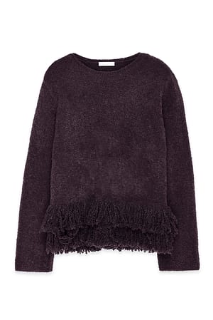 Brown Strikket sweater med frynser