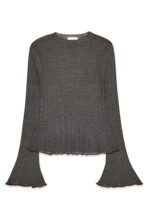 Brown Gebreide top met glitter en lange mouwen