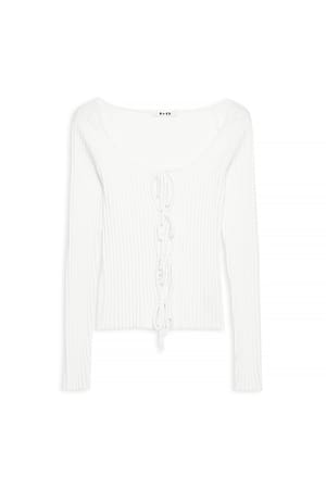 Offwhite Knitted Tie Detail Cardigan
