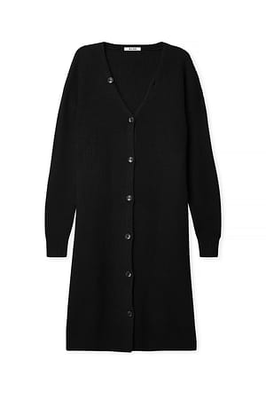 Black Knitted Maxi Cardigan