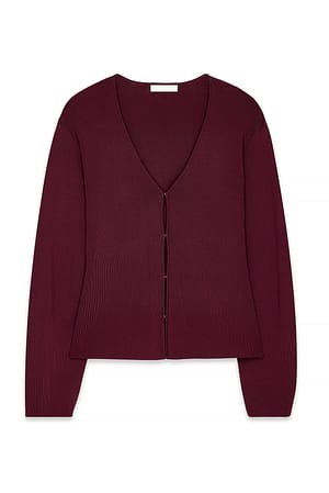 Burgundy Strikket cardigan med peplum