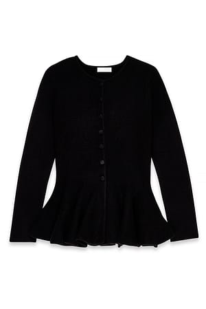 Black Strick-Cardigan mit Peplum