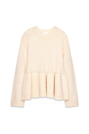 Offwhite Strickpullover mit Peplum