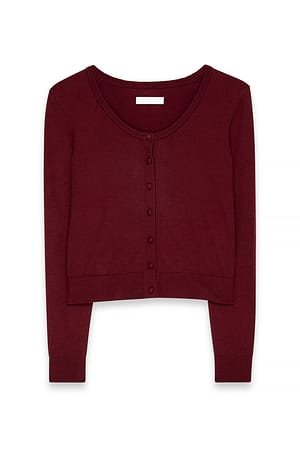 Red Strick-Cardigan mit Rundhalsausschnitt