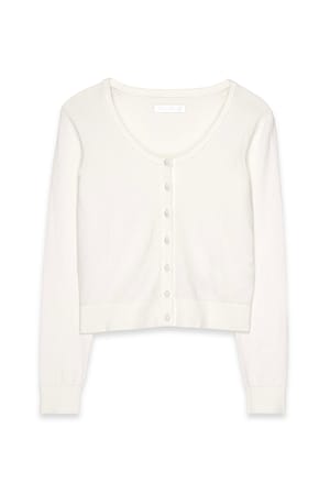 Offwhite Strick-Cardigan mit Rundhalsausschnitt
