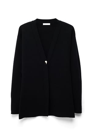 Black skulpturierter Strick-Cardigan