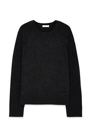 Dark Grey Melange Strickpullover aus Wollmischung mit Nahtdetail