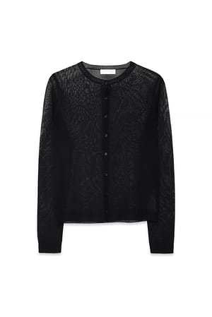 Black Knitted Sheer Cardigan
