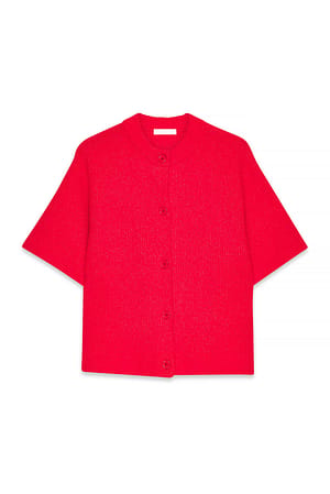 Red Strikket cardigan med korte ærmer