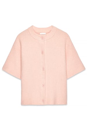 Pink kurzärmeliger Strick-Cardigan