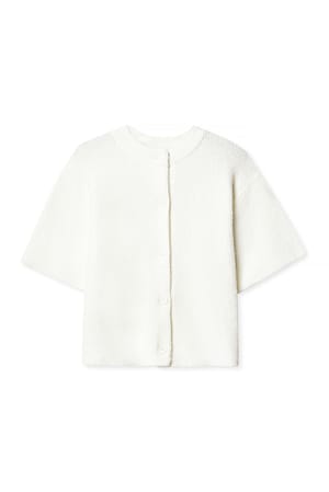 Offwhite kurzärmeliger Strick-Cardigan