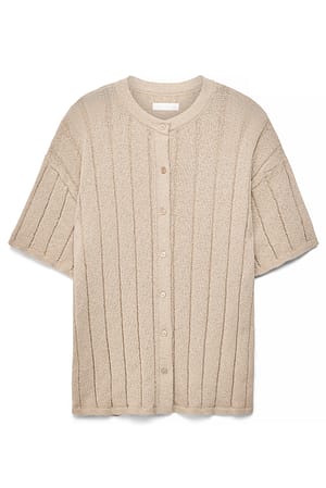 Beige Gebreid vest met korte mouwen