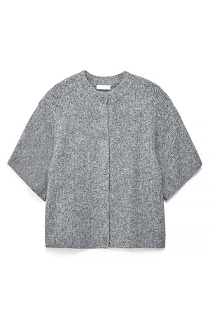 Grey Melange Strikket cardigan med korte ærmer