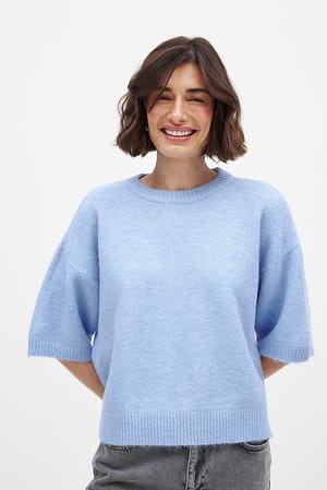 Knitted Short Sleeve Sweater
