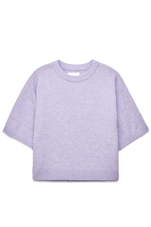 Lavender Kurzärmeliger Strickpullover