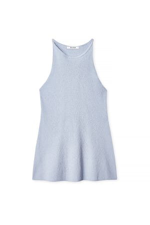 Light Blue Knitted Sleeveless Slit Top