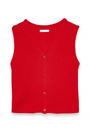 Red Knitted Sleeveless Top