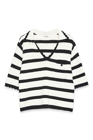 Black/White Stripe Strikket topp med striper