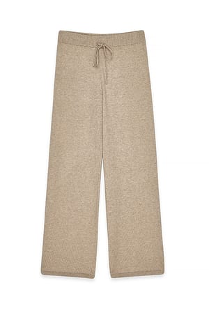 Beige Melange Knitted Trousers
