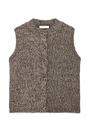 Brown Melange Stickad väst